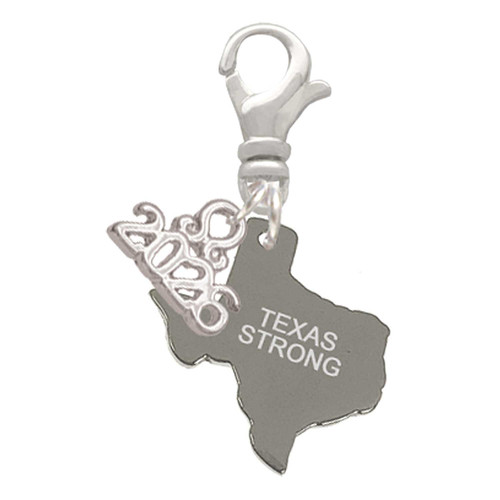 Stainless Steel Texas Strong - Silver Plated Clip on Charm with Mini Year 2026: Year to Remember Jewelry Gift - Celebrations