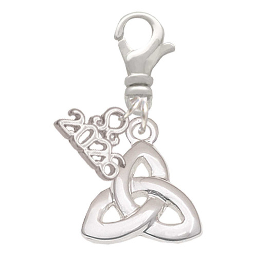 Silver Plated Celtic Trinity Knot - Silver Plated Clip on Charm with Mini Year 2026: Year to Remember Jewelry Gift - Celebrations