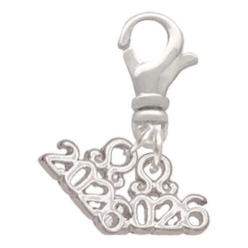 Silver Plated Mini Year 2026 - Silver Plated Clip on Charm with Mini Year 2026: Year to Remember Jewelry Gift - Celebrations