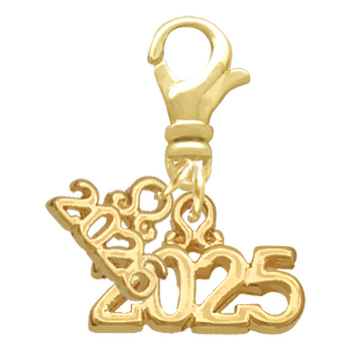 Gold-tone Horizontal Year 2025 - Gold-tone Plated Clip on Charm with Mini Year 2026: Year to Remember Jewelry Gift - Celebrations