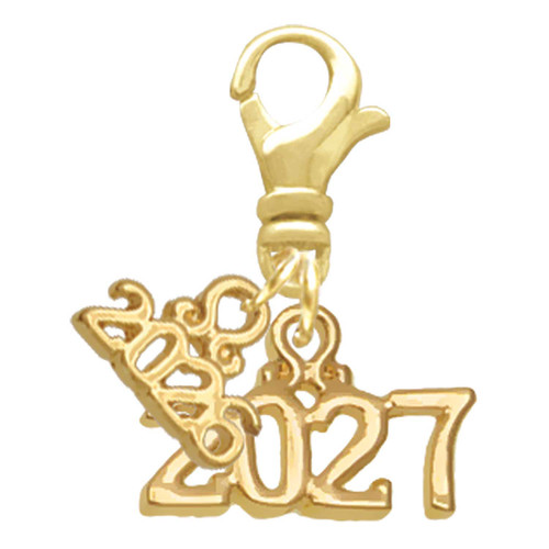 Gold-tone Horizontal Year 2027 - Gold-tone Plated Clip on Charm with Mini Year 2026: Year to Remember Jewelry Gift - Celebrations