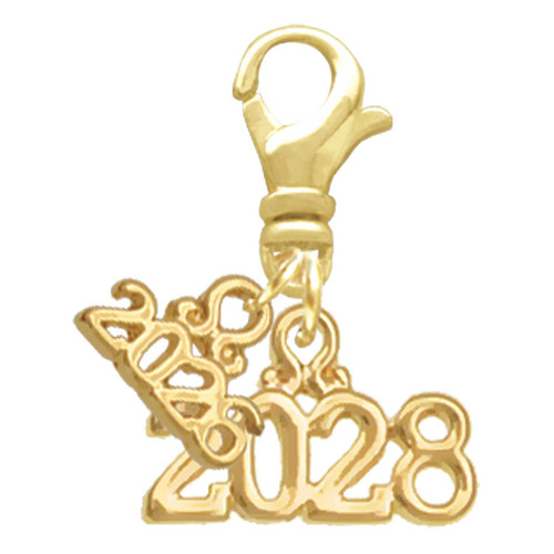 Gold-tone Horizontal Year 2028 - Gold-tone Plated Clip on Charm with Mini Year 2026: Year to Remember Jewelry Gift - Celebrations