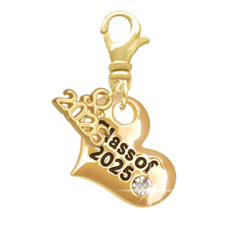Gold-tone Class of 2025 Heart - Gold-tone Plated Clip on Charm with Mini Year 2026: Year to Remember Jewelry Gift - Celebrations