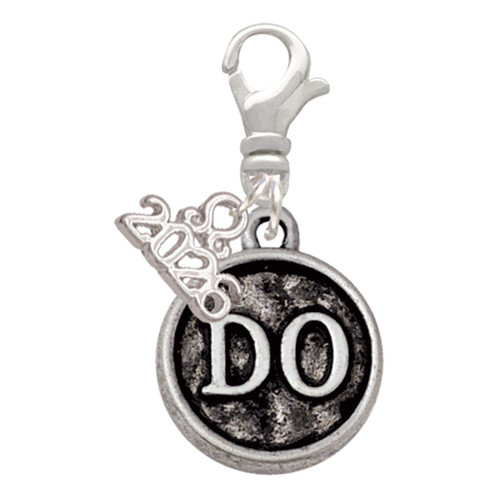 Silver Plated Doctor Caduceus Seal - DO - Silver Plated Clip on Charm with Mini Year 2026: Year to Remember Jewelry Gift - Celebrations