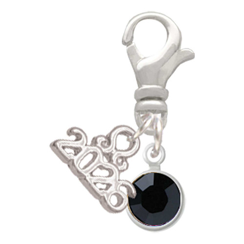 Crystal Black Channel Drop - Silver Plated Clip on Charm with Mini Year 2026: Year to Remember Jewelry Gift - Celebrations