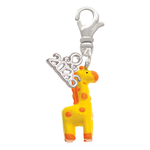 Resin Yellow Geronimo the Giraffe - Silver Plated Clip on Charm with Mini Year 2026: Year to Remember Jewelry Gift - Celebrations
