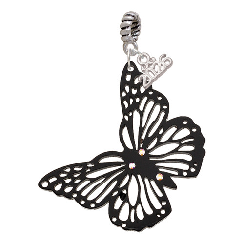 Acrylic Cut Out Butterfly Black - Silver Plated Twist Rope Bead Charm Dangle with Mini Year 2026: Year to Remember Jewelry Gift - Celebrations