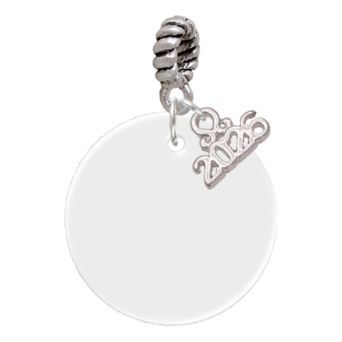 Acrylic 1" Disc Shimmer White - Silver Plated Twist Rope Bead Charm Dangle with Mini Year 2026: Year to Remember Jewelry Gift - Celebrations