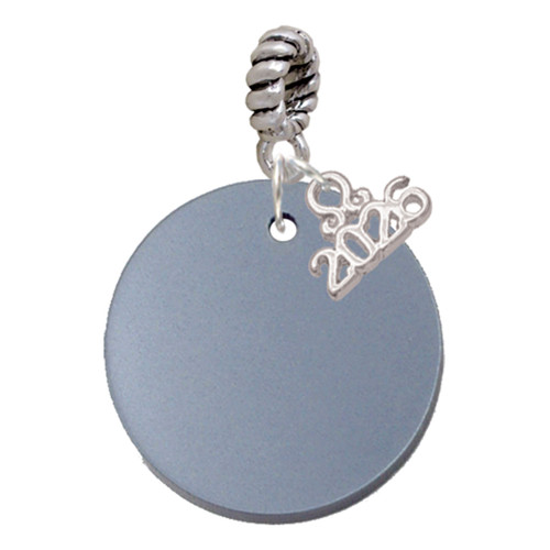 Acrylic 1" Disc Shimmer Black - Silver Plated Twist Rope Bead Charm Dangle with Mini Year 2026: Year to Remember Jewelry Gift - Celebrations
