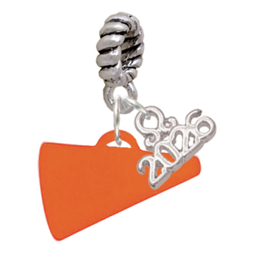 Acrylic Orange Megaphone - Silver Plated Twist Rope Bead Charm Dangle with Mini Year 2026: Year to Remember Jewelry Gift - Celebrations