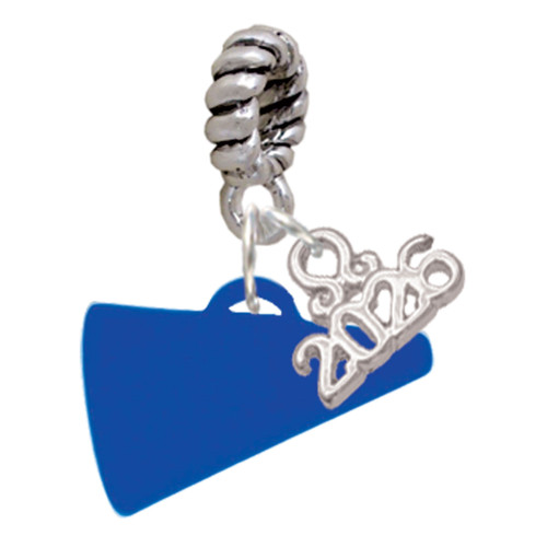 Acrylic Royal Blue Megaphone - Silver Plated Twist Rope Bead Charm Dangle with Mini Year 2026: Year to Remember Jewelry Gift - Celebrations