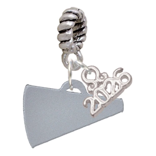 Acrylic Silver Plated Megaphone - Silver Plated Twist Rope Bead Charm Dangle with Mini Year 2026: Year to Remember Jewelry Gift - Celebrations