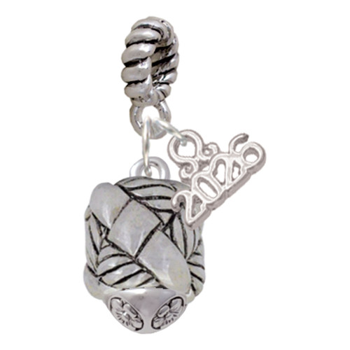 Silver Plated Antiqued Woven Rope Spinner - Silver Plated Twist Rope Bead Charm Dangle with Mini Year 2026: Year to Remember Jewelry Gift - Celebrations