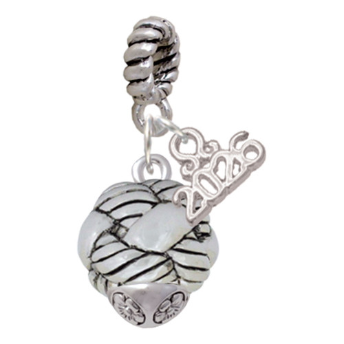 Silver Plated Large Woven Rope Spinner - Silver Plated Twist Rope Bead Charm Dangle with Mini Year 2026: Year to Remember Jewelry Gift - Celebrations