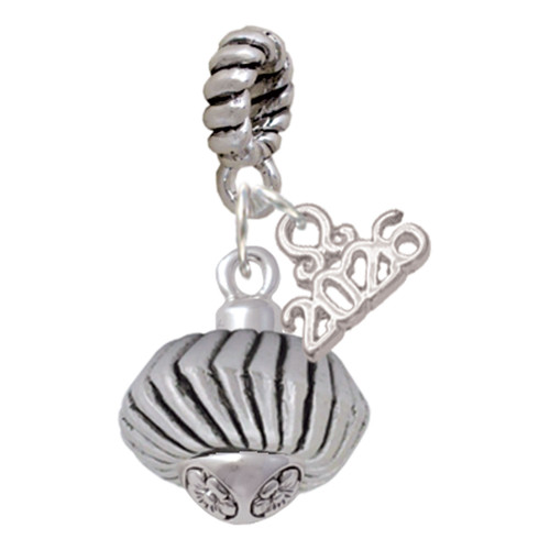 Silver Plated Large Angled Rope Spinner - Silver Plated Twist Rope Bead Charm Dangle with Mini Year 2026: Year to Remember Jewelry Gift - Celebrations