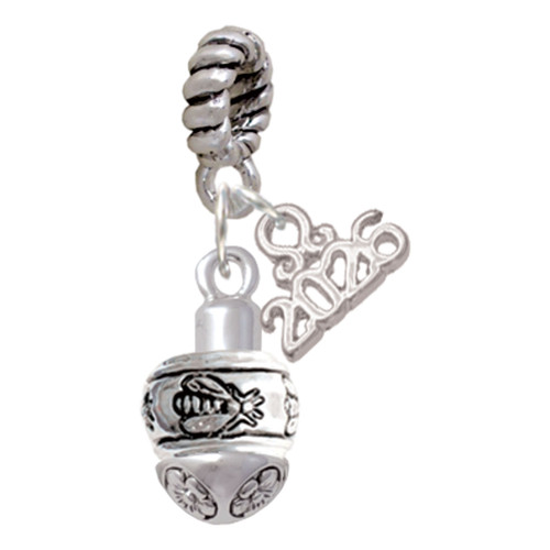 Silver Plated Napoleon's Bee Spinner - Silver Plated Twist Rope Bead Charm Dangle with Mini Year 2026: Year to Remember Jewelry Gift - Celebrations