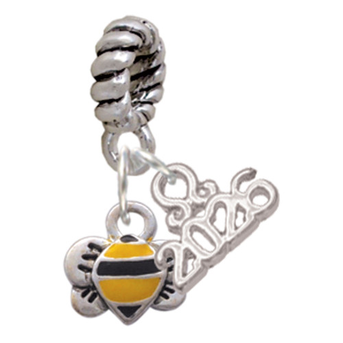Silver Plated Mini Bumble Bee - Silver Plated Twist Rope Bead Charm Dangle with Mini Year 2026: Year to Remember Jewelry Gift - Celebrations