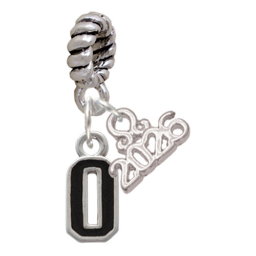 Silver Plated Black Number - 0 - Silver Plated Twist Rope Bead Charm Dangle with Mini Year 2026: Year to Remember Jewelry Gift - Celebrations