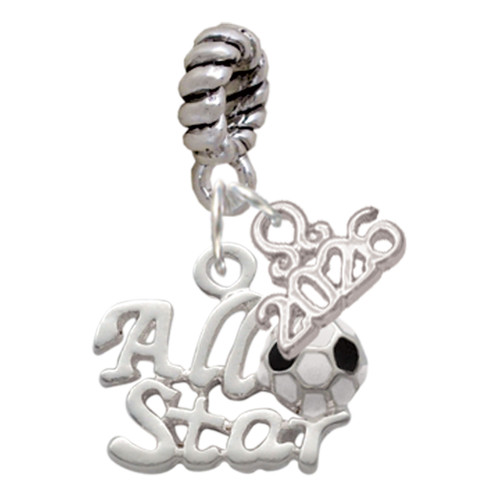 Silver Plated All Star - Soccer ball - Silver Plated Twist Rope Bead Charm Dangle with Mini Year 2026: Year to Remember Jewelry Gift - Celebrations