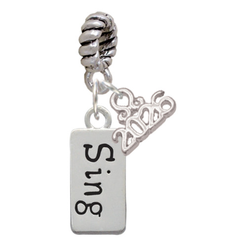 Silver Plated Sing - Silver Plated Twist Rope Bead Charm Dangle with Mini Year 2026: Year to Remember Jewelry Gift - Celebrations