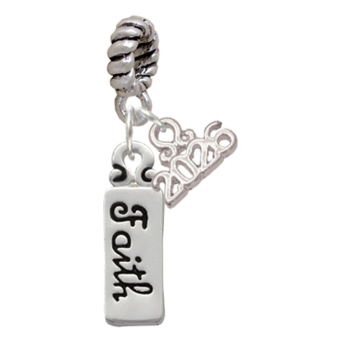 Silver Plated Faith - Silver Plated Twist Rope Bead Charm Dangle with Mini Year 2026: Year to Remember Jewelry Gift - Celebrations