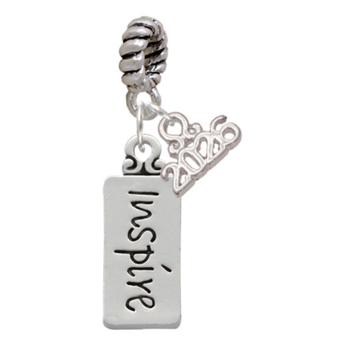 Silver Plated Inspire - Silver Plated Twist Rope Bead Charm Dangle with Mini Year 2026: Year to Remember Jewelry Gift - Celebrations