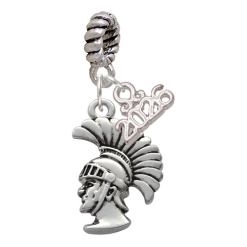 Silver Plated Large Trojan - Mascot - Silver Plated Twist Rope Bead Charm Dangle with Mini Year 2026: Year to Remember Jewelry Gift - Celebrations