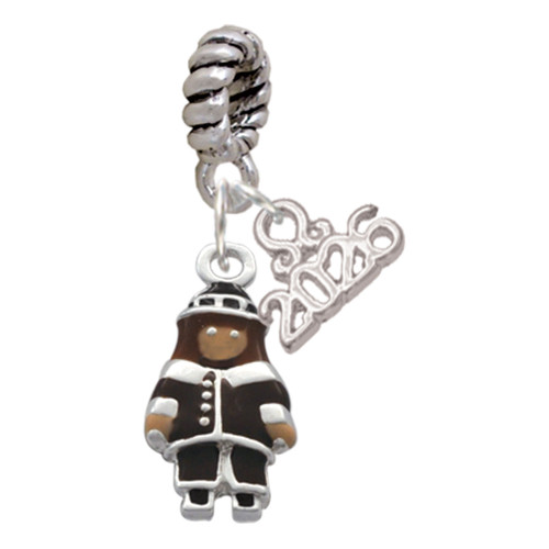 Silver Plated Enamel Pilgrim - Silver Plated Twist Rope Bead Charm Dangle with Mini Year 2026: Year to Remember Jewelry Gift - Celebrations