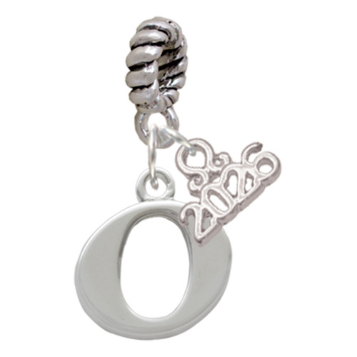 Silver Plated Large Initial - O - Silver Plated Twist Rope Bead Charm Dangle with Mini Year 2026: Year to Remember Jewelry Gift - Celebrations