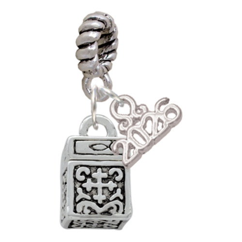 Silver Plated Prayer Box - Silver Plated Twist Rope Bead Charm Dangle with Mini Year 2026: Year to Remember Jewelry Gift - Celebrations