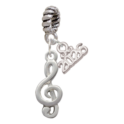 Silver Plated Clef - Silver Plated Twist Rope Bead Charm Dangle with Mini Year 2026: Year to Remember Jewelry Gift - Celebrations