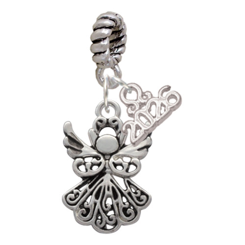 Silver Plated Angel - Silver Plated Twist Rope Bead Charm Dangle with Mini Year 2026: Year to Remember Jewelry Gift - Celebrations