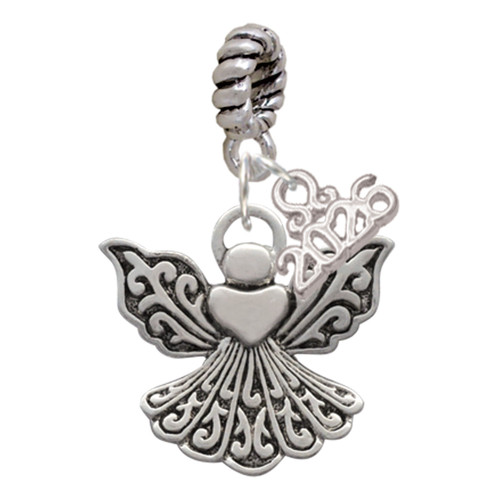 Silver Plated Angel with Heart - Silver Plated Twist Rope Bead Charm Dangle with Mini Year 2026: Year to Remember Jewelry Gift - Celebrations