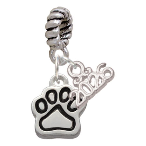 Silver Plated Small Paw - Silver Plated Twist Rope Bead Charm Dangle with Mini Year 2026: Year to Remember Jewelry Gift - Celebrations