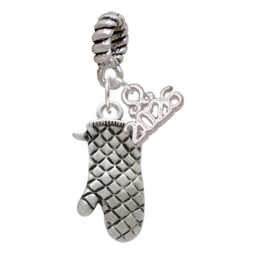 Silver Plated Oven Mitt - Silver Plated Twist Rope Bead Charm Dangle with Mini Year 2026: Year to Remember Jewelry Gift - Celebrations