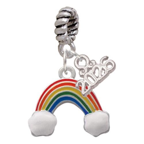 Silver Plated Enamel Rainbow - Silver Plated Twist Rope Bead Charm Dangle with Mini Year 2026: Year to Remember Jewelry Gift - Celebrations