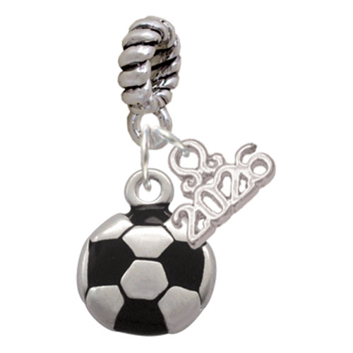 Silver Plated Soccer ball - Silver Plated Twist Rope Bead Charm Dangle with Mini Year 2026: Year to Remember Jewelry Gift - Celebrations
