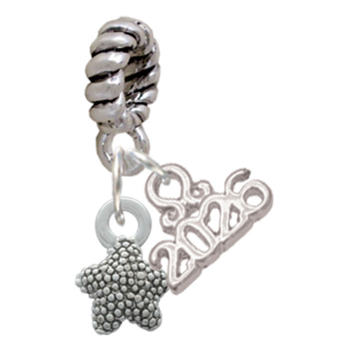 Silver Plated Mini Starfish Two Sided - Silver Plated Twist Rope Bead Charm Dangle with Mini Year 2026: Year to Remember Jewelry Gift - Celebrations