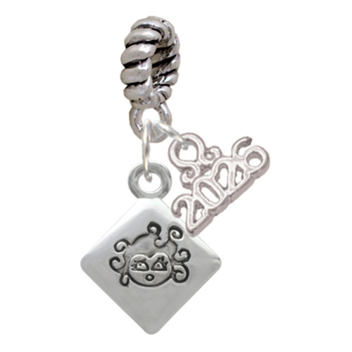 Silver Plated 2-D ''Bad Hair Day'' with Girl - Silver Plated Twist Rope Bead Charm Dangle with Mini Year 2026: Year to Remember Jewelry Gift - Celebrations