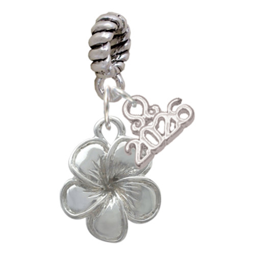 Silver Plated Flower - Silver Plated Twist Rope Bead Charm Dangle with Mini Year 2026: Year to Remember Jewelry Gift - Celebrations