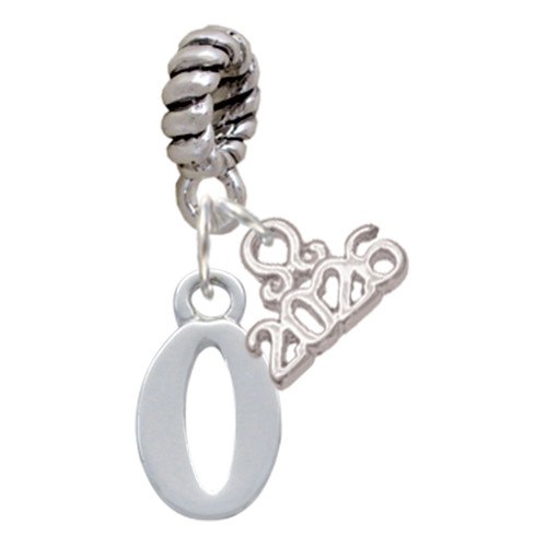 Silver Plated Number - 0 - Silver Plated Twist Rope Bead Charm Dangle with Mini Year 2026: Year to Remember Jewelry Gift - Celebrations