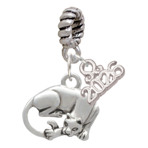 Silver Plated Panther - Silver Plated Twist Rope Bead Charm Dangle with Mini Year 2026: Year to Remember Jewelry Gift - Celebrations