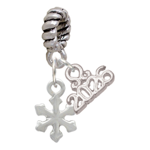 Silver Plated Mini Snowflake - Silver Plated Twist Rope Bead Charm Dangle with Mini Year 2026: Year to Remember Jewelry Gift - Celebrations