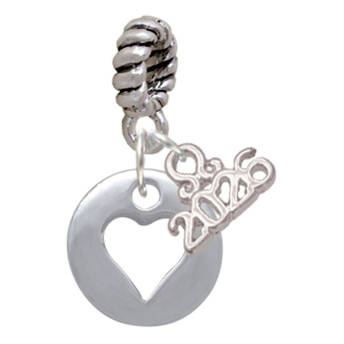 Silver Plated Pebble with Heart Cutout - Silver Plated Twist Rope Bead Charm Dangle with Mini Year 2026: Year to Remember Jewelry Gift - Celebrations