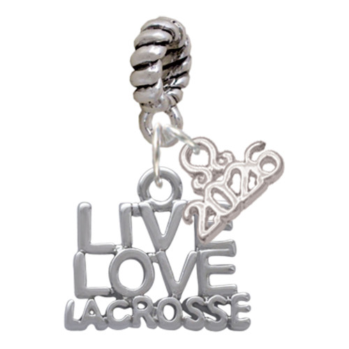 Silver Plated Live Love Lacrosse - Silver Plated Twist Rope Bead Charm Dangle with Mini Year 2026: Year to Remember Jewelry Gift - Celebrations