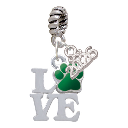 Silver Plated Love with Green Paw - Silver Plated Twist Rope Bead Charm Dangle with Mini Year 2026: Year to Remember Jewelry Gift - Celebrations