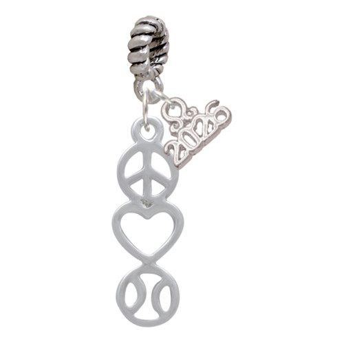 Peace - Heart - Softball - Silver Plated Twist Rope Bead Charm Dangle with Mini Year 2026: Year to Remember Jewelry Gift - Celebrations