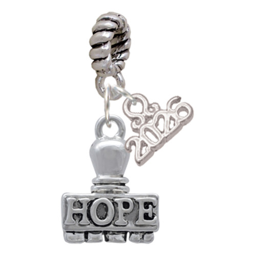 Silver Plated HOPE Stamp - Silver Plated Twist Rope Bead Charm Dangle with Mini Year 2026: Year to Remember Jewelry Gift - Celebrations