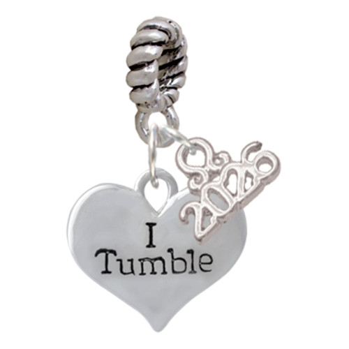 Silver Plated I Tumble Heart - Silver Plated Twist Rope Bead Charm Dangle with Mini Year 2026: Year to Remember Jewelry Gift - Celebrations