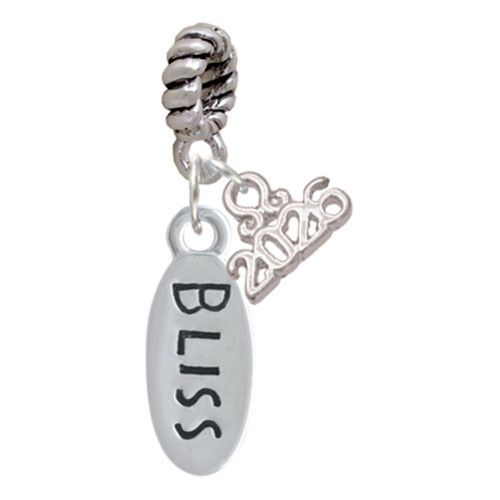 Silver Plated Bliss Oval - Silver Plated Twist Rope Bead Charm Dangle with Mini Year 2026: Year to Remember Jewelry Gift - Celebrations